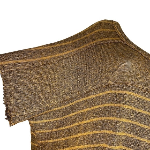 We The‎ Free Medium Top Knit Tan Brown Striped Burnout Short Sleeve - Picture 7 of 8